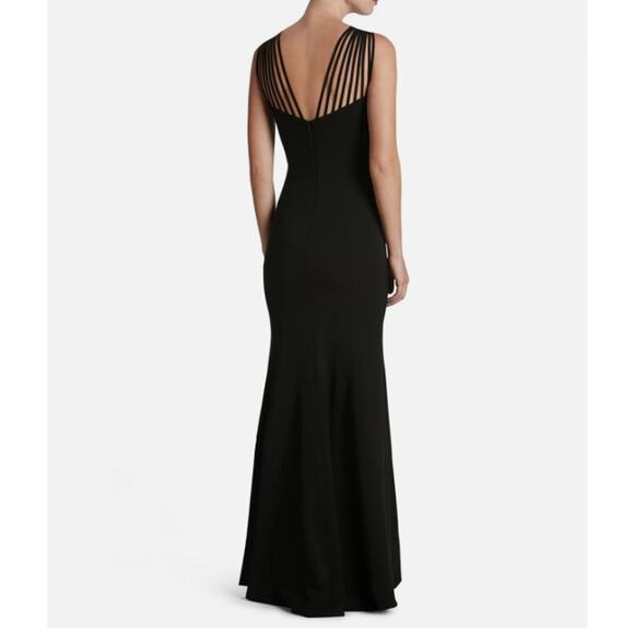 Dress the Population Harlow Crepe Long Black Strappy Gown New - Picture 8 of 9